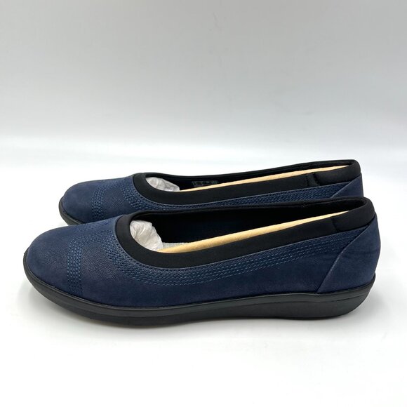 Clarks Womens Size 6 Ayla Low Blue Black Slip On Comfort Flats Loafers Shoes - Picture 6 of 14